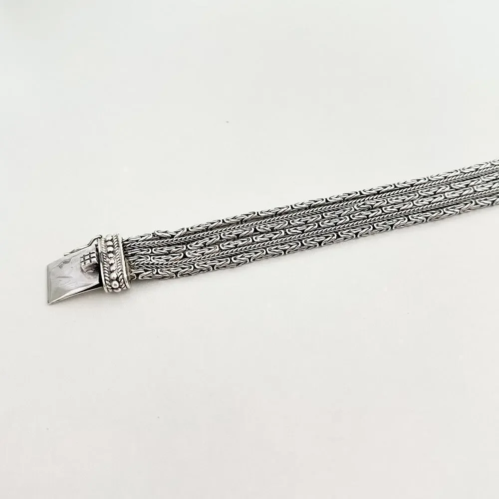 Vintage Silpada 925 Sterling Silver Chunky Five Strand Rows Byzantine Bracelet